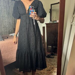 Astr Jaxine Eyelet Midi Dress